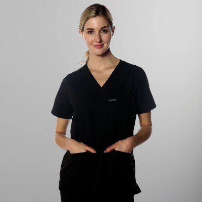Members Only Siena V-Neck Scrub Top for Women With Double Chest And Waist Pockets