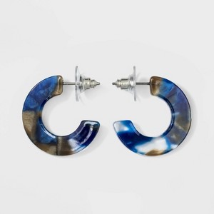 Acetate Open Hoops Earrings - A New Day Blue, Women