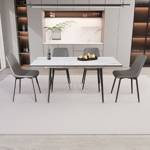 NicBex 47"-63" Dining Table Set for 4 Modern Extendable White Dining Table with 4 Chairs for Dining Room, Gray - 1 of 4