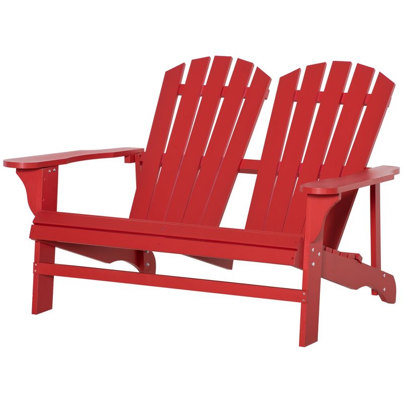 Outsunny Outdoor Adirondack Chair, Wooden Loveseat Bench, Lounger Armchair with Flat Back for Garden, Deck, Patio, Fire Pit, 5 of 9