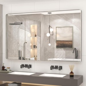 KIOTEE Rectangular Aluminum Alloy Framed and Tempered Glass Wall Bathroom Vanity Mirror in Matte Black - 1 of 4