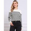 INSPIRE CHIC Women's Drop Shoulder Crew Nek Long Sleeve Color Block Knitted Tops - 4 of 4
