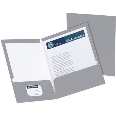 Oxford Laminated Pocket Folder, 8-1/2 x 11 Inches, 2-Pocket, Gray, pk of 25