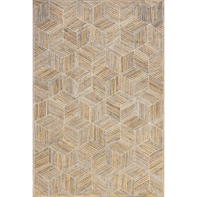 Nuloom Katya Geometric Tiled Jute Indoor Area Rug, 4' x 6', Blue