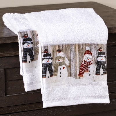 Lakeside Snowman Hand Towels with Retro Look for Bathrooms, Kitchens