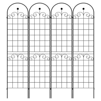 Lirago 86.7"H * 19.7"W * 1"D,4 Pack Metal Garden Trellis Rustproof Climbing Plant Support for Outdoor Flowers, Vines, Vegetables Black Powder-Coated
