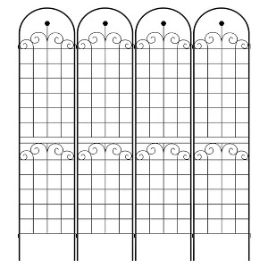 Lirago 86.7"H * 19.7"W * 1"D,4 Pack Metal Garden Trellis Rustproof Climbing Plant Support for Outdoor Flowers, Vines, Vegetables Black Powder-Coated - 1 of 4