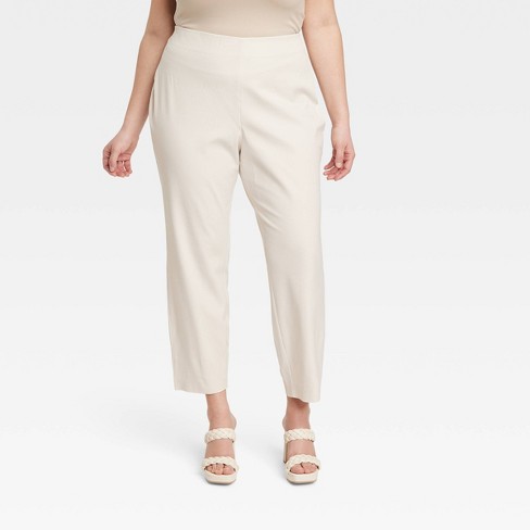 Women's High-rise Slim Fit Ankle Pants - A New Day™ Cream 24 : Target