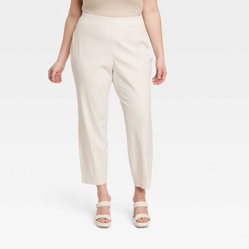 Women's High-rise Slim Fit Ankle Pants - A New Day™ Cream 17 : Target