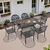 Hzzkey 7-Piece Black Cast Aluminum Patio Dining Set with Brown Cushions, for Deck, Garden, Backyard - 2 of 4