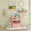 Vynxaria Kids Bookcase - Multi-Shelf Rack Organizer with Storage Drawer for Books and Toys in Pink for Playroom - 4 of 4