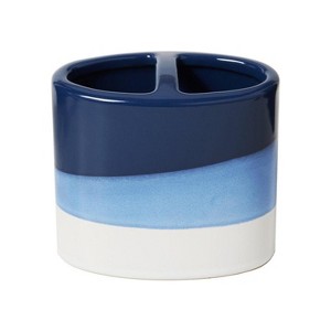 SKL Home Saturday Knight Ltd Alanya Fluid Wave Inspired Appearance Toothbrush Holder - 4.31x2.37x4.58, Blue - 1 of 3