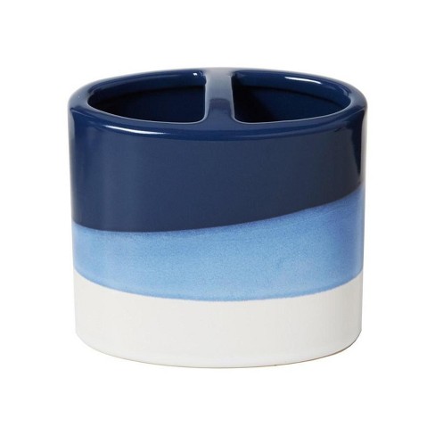 SKL Home Saturday Knight Ltd Alanya Fluid Wave Inspired Appearance Toothbrush Holder - 4.31x2.37x4.58, Blue - image 1 of 3