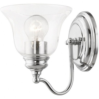Polished Chrome 1-Light Vanity with Clear Glass Shade