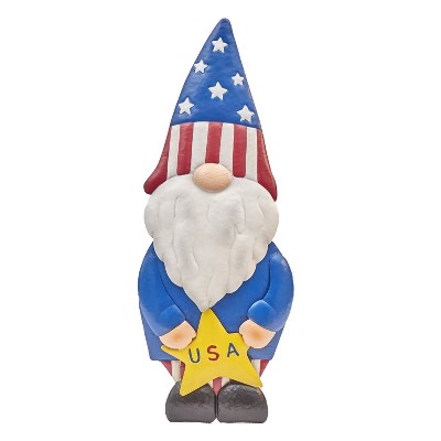 Lakeside Patriotic Metal Garden Gnome Decoration with Rear Support Stand