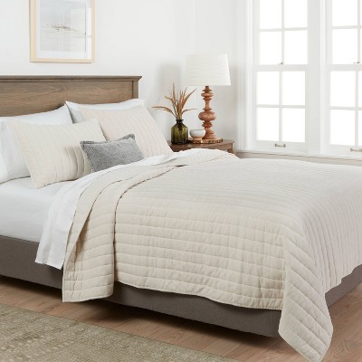 Full/queen Channel Stitch Velvet Quilt Cream Threshold™ Target