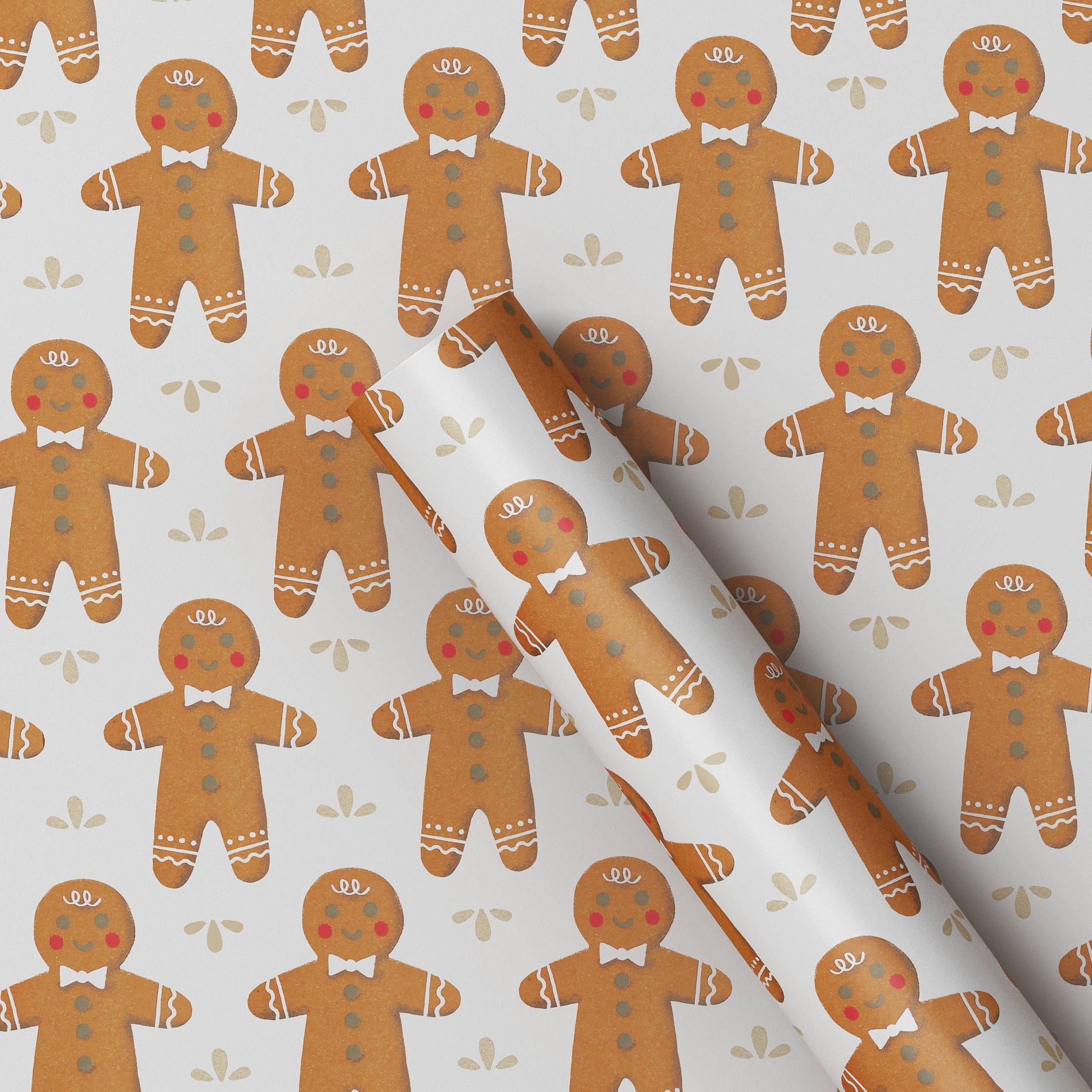 30” 50 sq ft Christmas Roll Wrap Gingerbread - Wondershop™