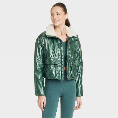 Women's Midweight Puffer Jacket - All In Motion™ Dark Green S