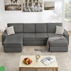7 Seat U-Shaped Modular Sectional Sofa - Convertible Cloud Couch with Washable Covers Living Room,Office(Beige) - 3 of 4