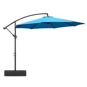 Aoodor 10ft Patio Umbrella with Base Included, Outdoor Offset Cantilever Umbrella with Easy Tilt Adjustment, UV-Blocking Polyester Shade, 8 Ribs - 1 of 4