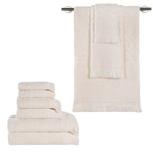 Cotton Geometric Jacquard Plush Soft Absorbent Bath Towel Set by Blue Nile Mills - 1 of 4