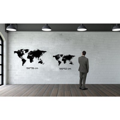 Black Metal 4-Piece World Map Wall Art Decor