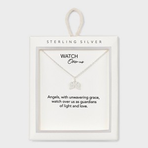Sterling Silver Angel Wings Pendant Necklace - Silver - 1 of 4
