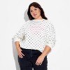 Women's Paris Fleece Graphic Pullover Sweatshirt - White Polka Dots - 2 of 3