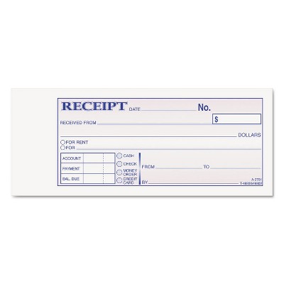 Tops Money and Rent Receipt Books 2-3/4 x 7-3/16 2-Part Carbonless 100 Sets/Book 46800