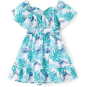 Disney Stitch Kids Backless Dress Off Shoulder A Line Dresses : Target