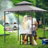 Tangkula 8 x 5 FT Outdoor Grill Gazebo Double Tiered BBQ Canopy Tent w/ 2 Side Shelves 20 Hooks Bottle Opener & Storage Basket - 2 of 4
