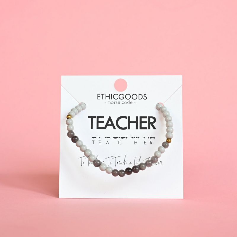 ETHIC GOODS Women's 4mm Morse Code Bracelet [TEACHER], 4 of 5