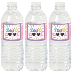 Big Dot of Happiness Two Cool - Girl - Pastel 2nd Birthday Party Water Bottle Sticker Labels - Set of 20 - 1 of 4
