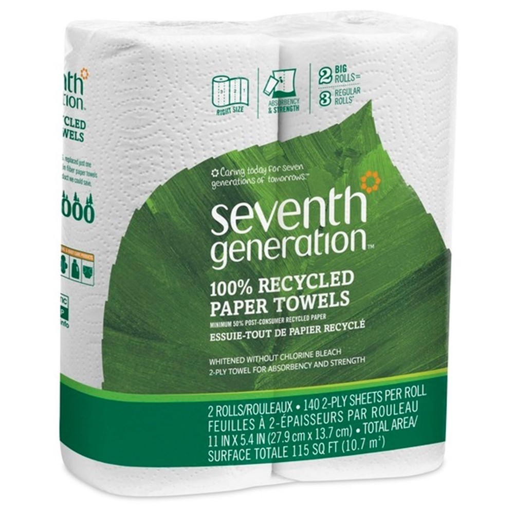 GTIN 732913137305 product image for Seventh Generation 100% Recycled Paper Towels - 2 Big Rolls | upcitemdb.com