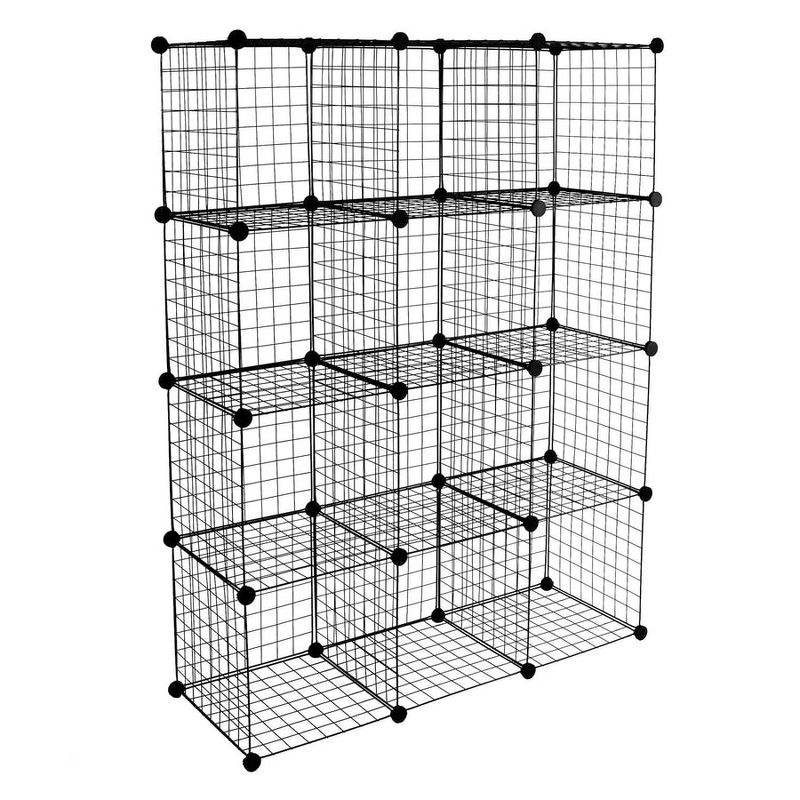 Mount-It! Wire Storage Cubes, 12-Cube Metal Grid Organizer | Modular Wire Shelving Units, DIY Closet Cabinet Organizer | 14" W x 14" H, 1 of 7