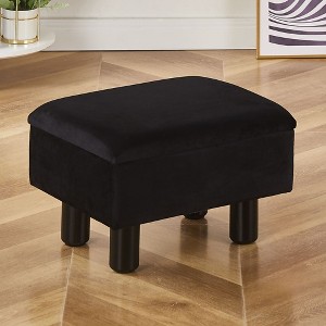 ChicFurnit Ottomans and Benches Storage Ottoman Rectangle Footstool Foot Rest Footstool with Wood Legs for Living Room, Black, 16.54"*12.6"*6.69" - 1 of 4