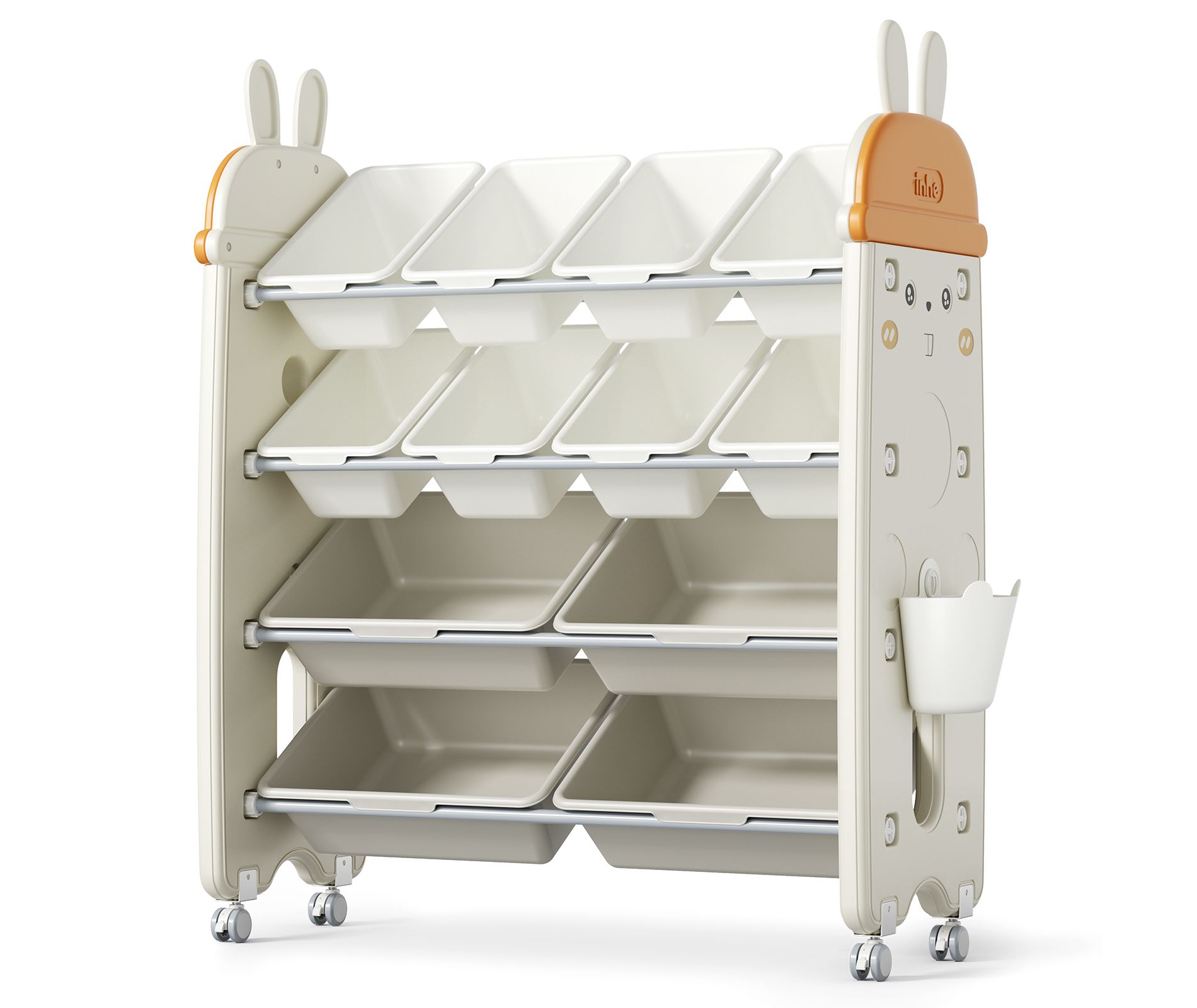 SUGIFT Kids Toy Organizer and Bookshelf, 2-in-1 Storage Shelf with 9 Bins & 4 Book Slots, BPA-Free Plastic for Nursery & Playroom