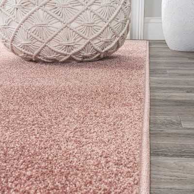 Pink Reversible Solid Synthetic 2 ft x 8 ft Runner Rug