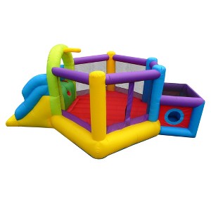 Fort N Sport Inflatable Backyard Bounce House with Slide, Basketball Hoop, Bonus Bounce Area, and Blower – Giant Summer Play Center for Kids - 1 of 4