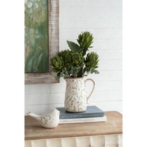 ORRD 8.1x5.7x9.1" Round Ceramic Pitcher Vase with Multi-Colored Floral Motifs - 1 of 4