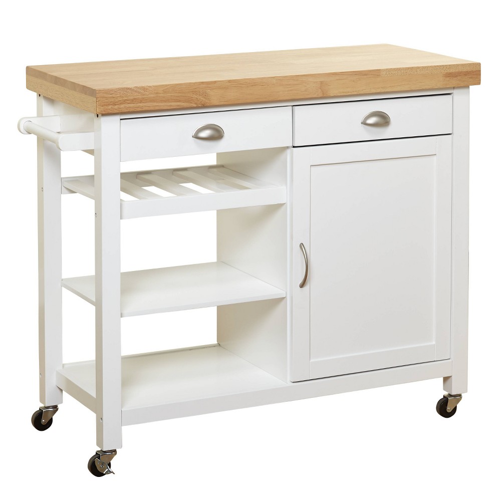 Photos - Other Furniture Martha Kitchen Cart White/Natural - Buylateral