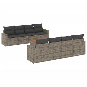 vidaXL Patio Sofa Set with Cushions Outdoor Furniture 9 Piece Poly Rattan - Gray - 1 of 4