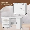 Folding Sewing Table with Storage Shelves & Drawer, Rolling Craft Desk with Lockable Wheels for Small Spaces, White - 3 of 4