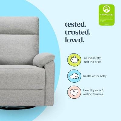 Frost Grey Swivel Recliner with Wood Base