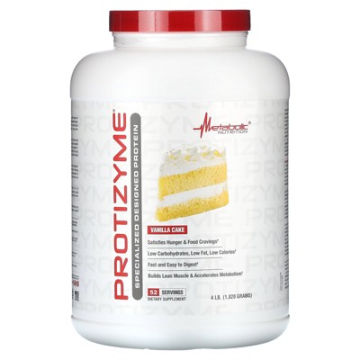Metabolic Nutrition, Protizyme, 100% Whey Protein Powder, High Protein, Low Carb, Low Fat Whey Protein, Digestive Enzymes, 24 Essential Vitamins and
