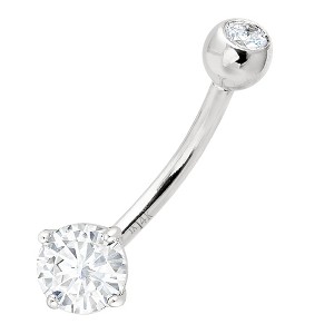 Jewelry Avalanche 14K Gold Belly Button Ring 0.57 ctw. Moissanite 14G Barbell Navel Ring - 1 of 4