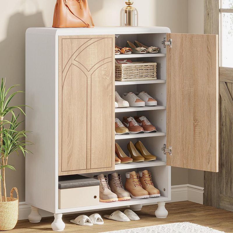 Tribesigns 6 Tiers Freestanding Shoe Storage Cabinet, 24 Pairs Organizer Cabinet with Door, for Entryway, Living Room, 2 of 10