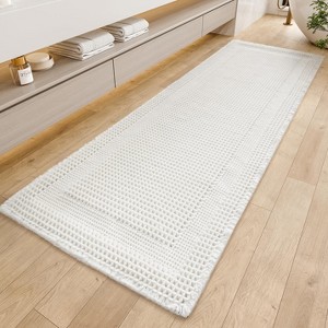 BAGOKIE Waffle Bath Mat Water Aabsorbent Bathroom Rug with Tassels - 1 of 4
