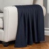 HomeRoots 50" X 60" Navy Blue Cotton Woven Chevron Throw Blanket - 2 of 4
