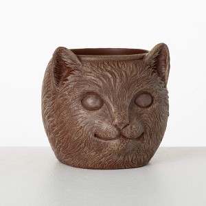 Sullivans 5.5" Brown Outdoor Cat Planter, Resin - 1 of 3
